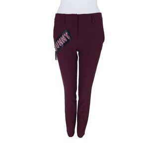 Philipp Plein Couture Crystal Embellished 'Bunny' Trousers Size 40 M Wine
